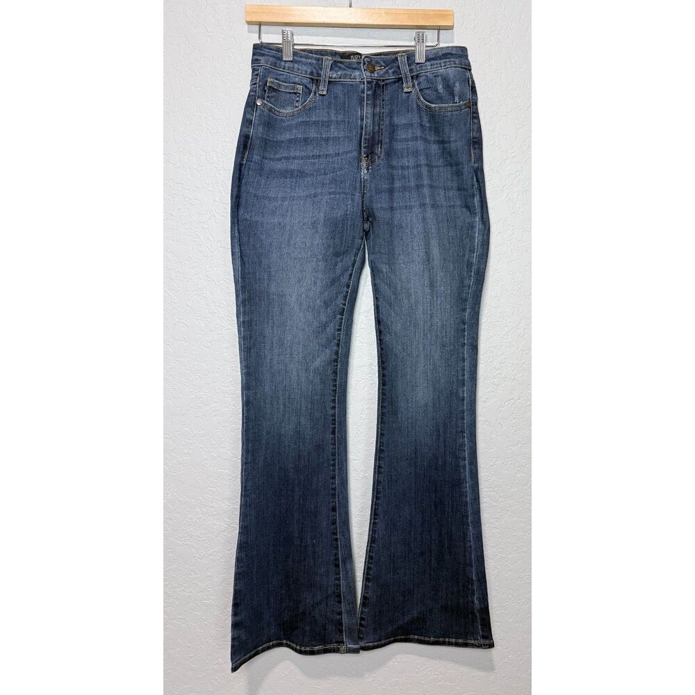 Judy Blue Flare Jeans 7/28 Dark Wash Y2K Western Boho Festival Stretch Denim